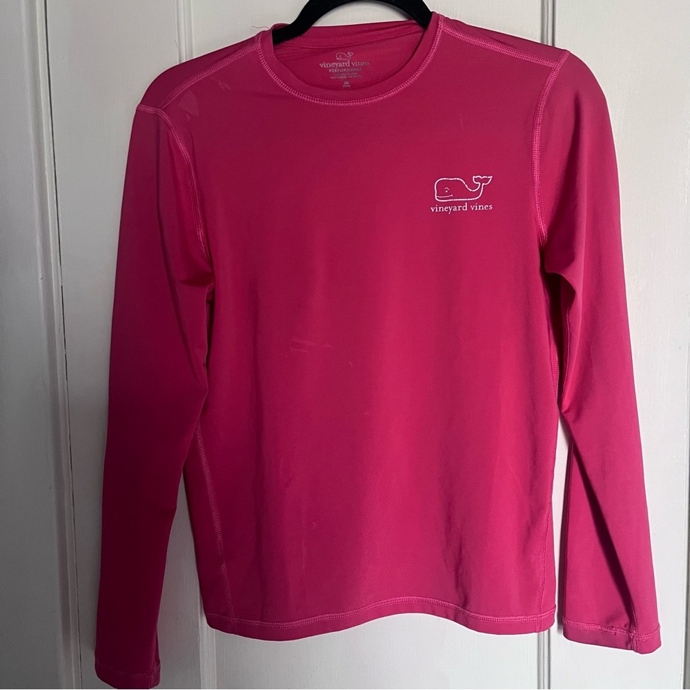 Vineyard Vines Performance Pink melon Long Sleeve athletic compression Shirt